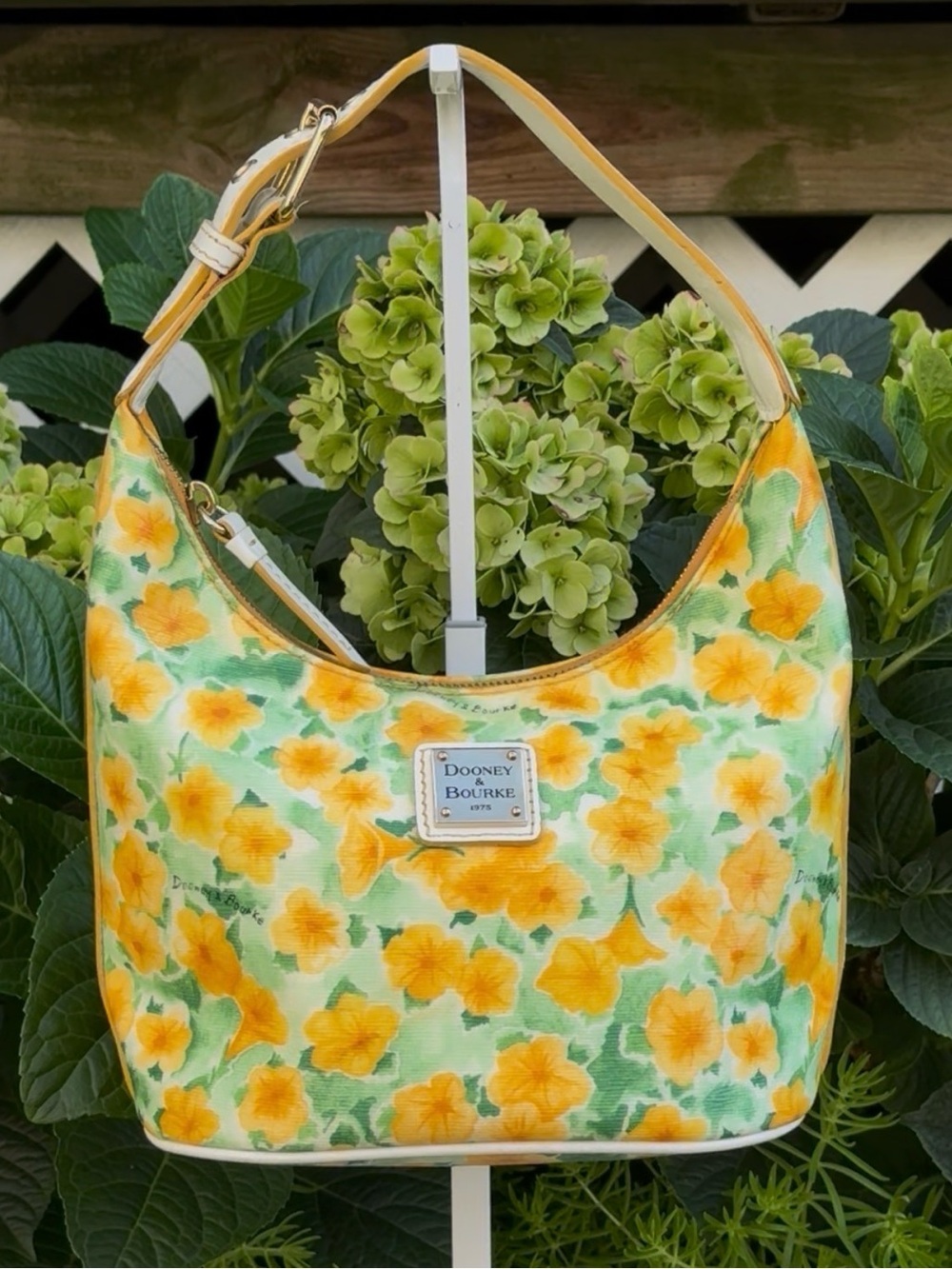 Dooney & Bourke Orange Yellow Petunia Hobo White Green Shoulder Bag